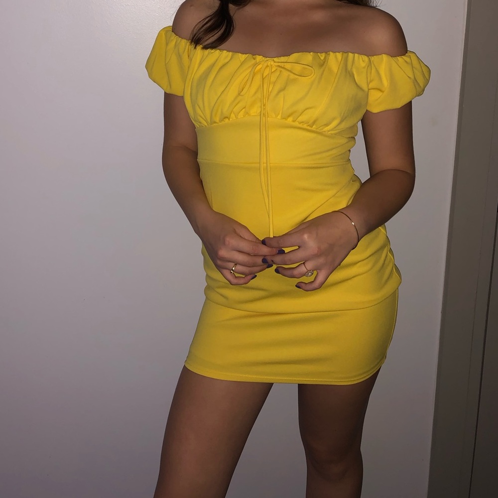 Yellow Off the Shoulder Dress